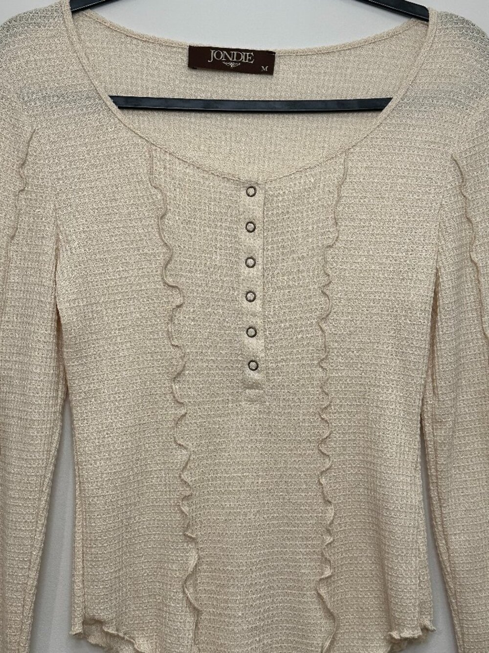 Jondie Cream Waffle-Knit Top - Women's Medium